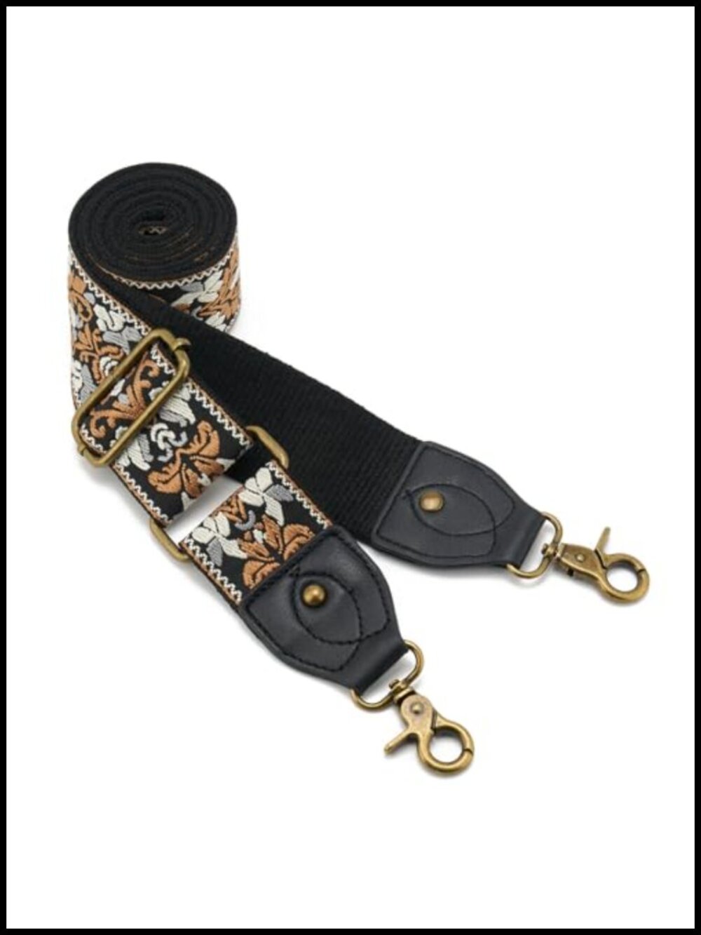 Wide Cotton Purse Strap Replacement Adjustable Crossbody Bag Strap Embroidered